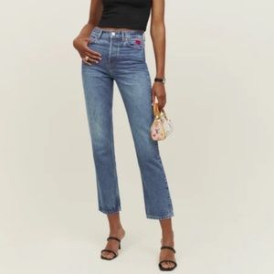 Reformation Cynthia High Rise Straight Jeans, Lady Denim, size 26, cropped, new